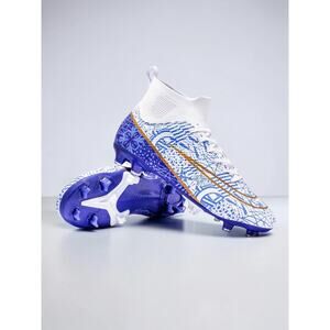 Unbranded Football Cleats High Ankle Design, Men’s Size 45 (11-11.5), Blue/White